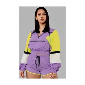 Fashion Nova Purple / Neon Yellow Matching Set